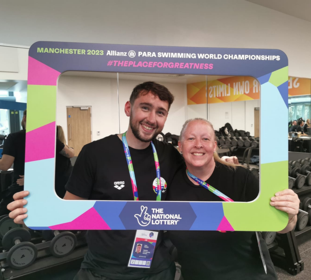 Photo of a man and woman with a lot advertising frame