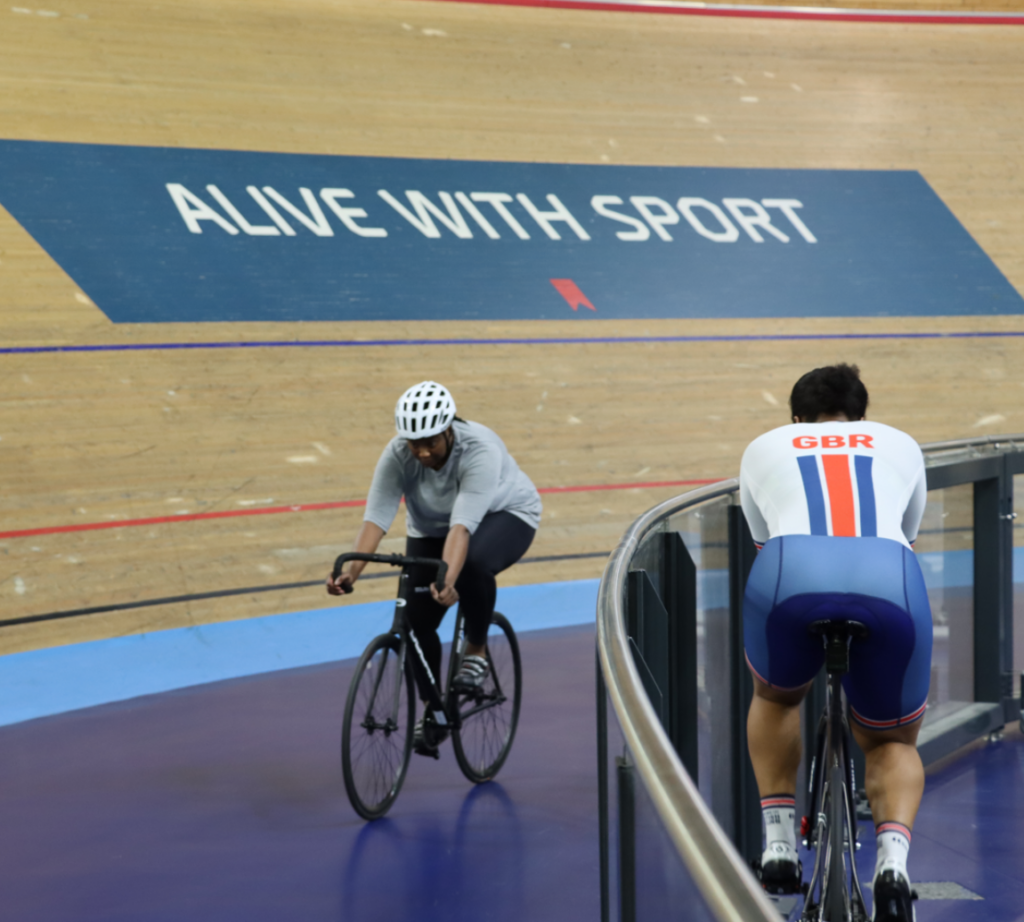 A cyclists cycling through the cycling centre
