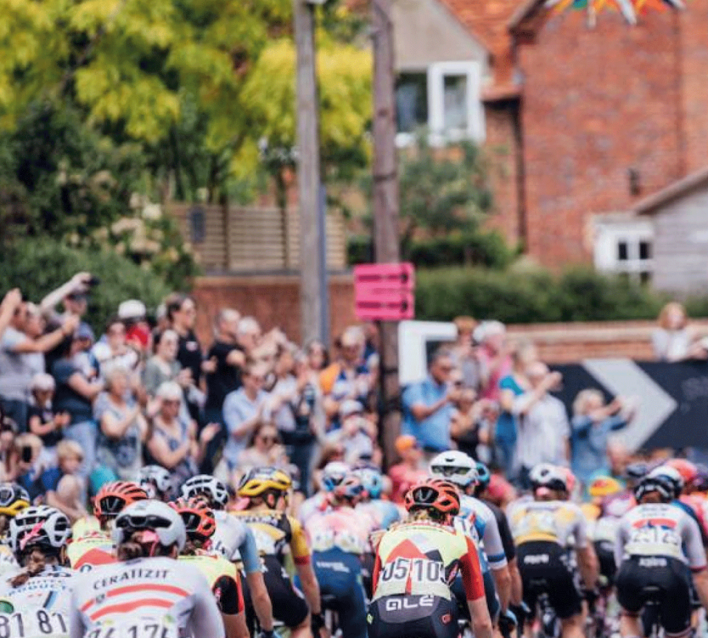 A group of cyclists in a race