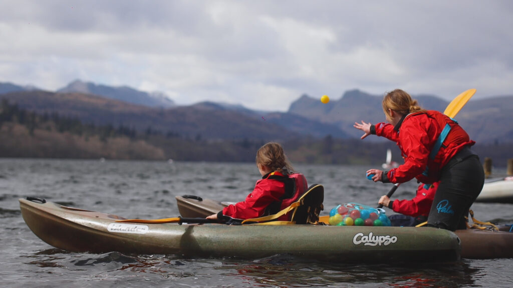 Kids on kayak at Ghyll Head Outdoor Activity Centre